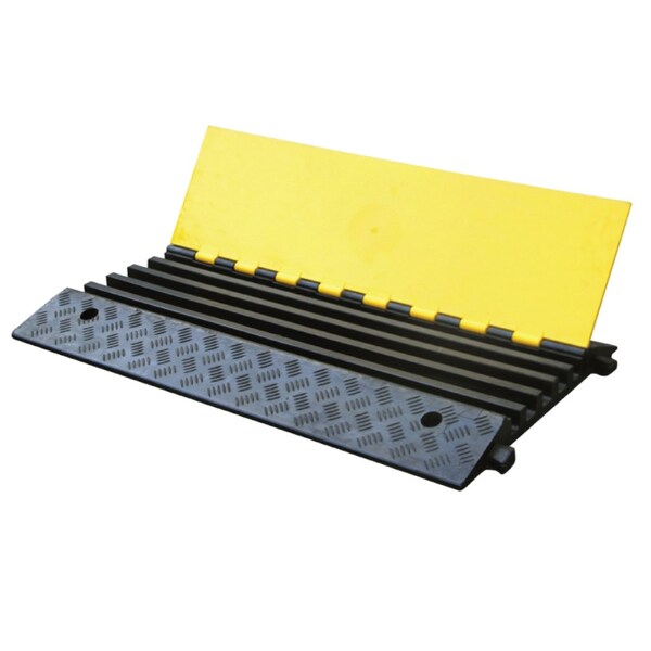 Kable Kontrol Cable Ramp, 1.30 in H, 37 in L, 16 in W, 5 Channel, Polyurethane/Rubber, Black, Yellow CP9983 - main